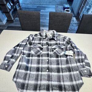 Black and White Plaid Women's Shacket